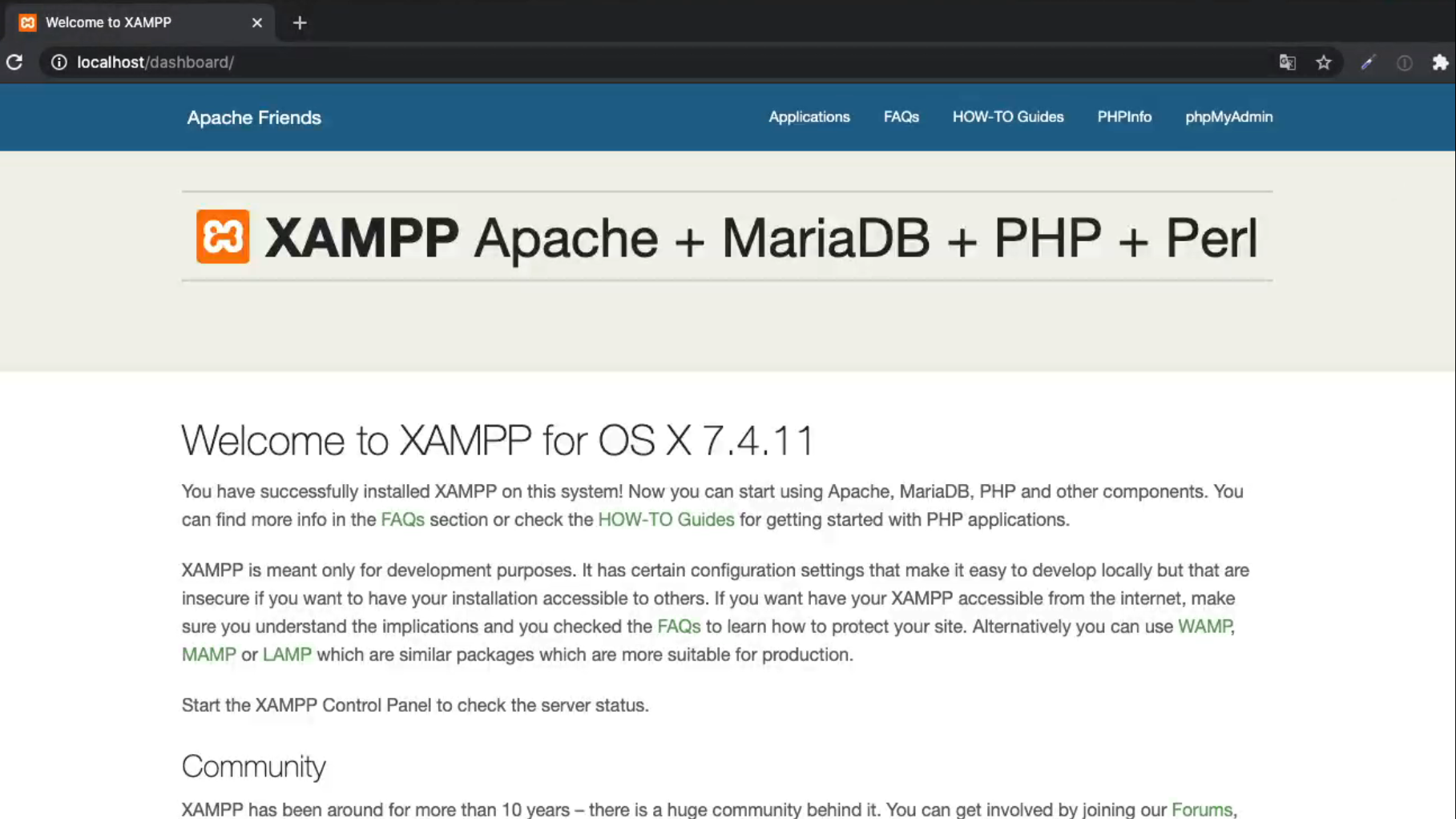 Xampp 403 ошибка mac os